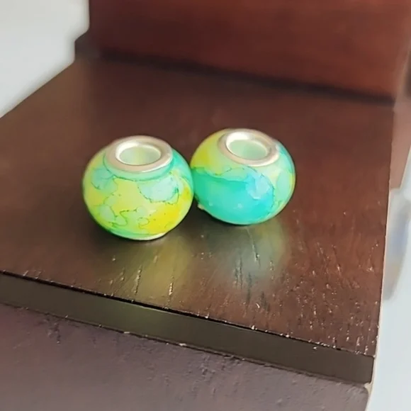 WATERCOLOR  Murano  Glass European Beads for Charm - Picture 2 of 6